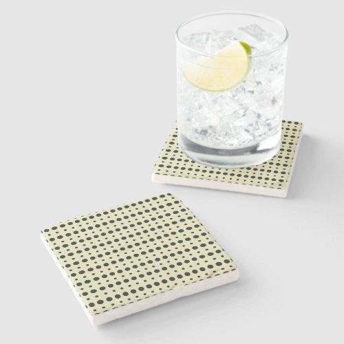 Black and Cream Minimalist Polka Dots g9 Stone Coaster