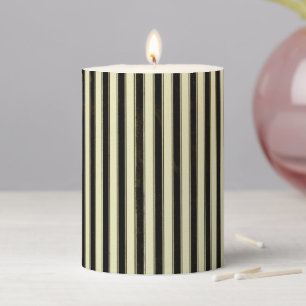 Black and Cream Pinstripe Wedding Elegant Pillar Candle
