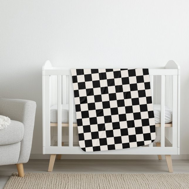 Black and Cream Retro Check Baby Blanket (Creator Uploaded)