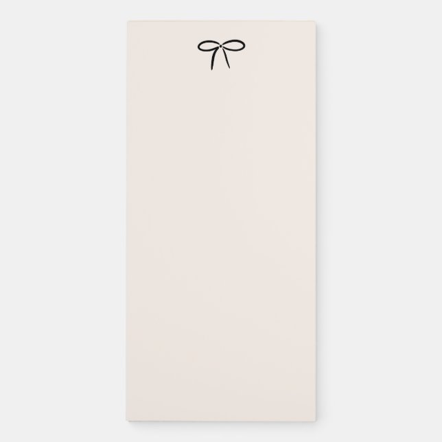Black and Cream Simple Bow Magnetic Notepad (Front)