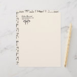 Black and Cream Simple Bows Personal Stationery<br><div class="desc">A sweet and simple black bow (or change the color to your favorite hue) on the front and a backer pattern of hand-drawn bows give this letterhead a carefree and cheerful air, perfect for a young lady's first set of correspondence or for the sophisticated women with a love of feminine...</div>