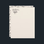 Black and Cream Simple Bows Personal Stationery<br><div class="desc">A sweet and simple black bow (or change the color to your favorite hue) on the front and a backer pattern of hand-drawn bows give this letterhead a carefree and cheerful air, perfect for a young lady's first set of correspondence or for the sophisticated women with a love of feminine...</div>