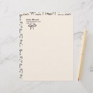 Black and Cream Simple Bows Personal Stationery