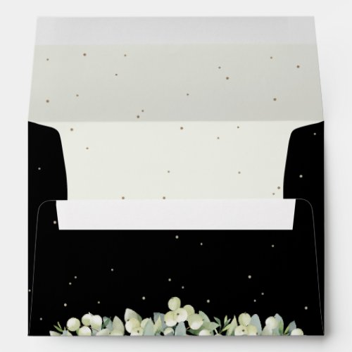 Black and Cream SnowberryEucalyptus Wedding A7 Envelope