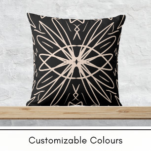 Black and Cream Tribal Drawing Bohemian Throw Pillow
