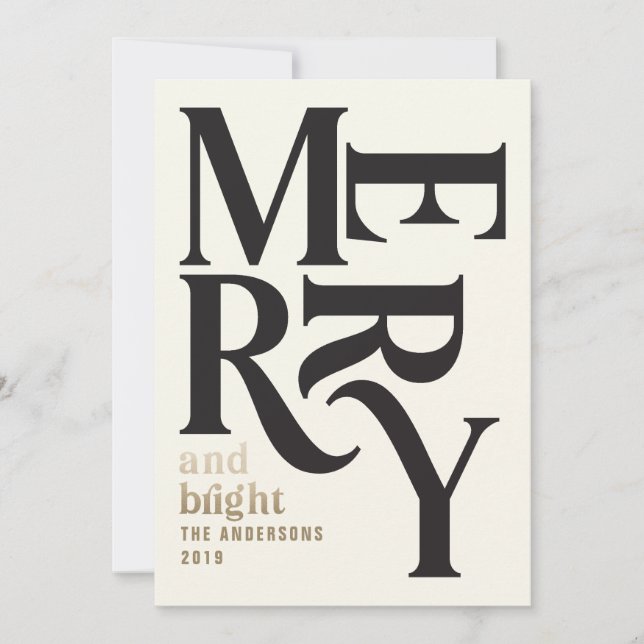 Black and cream vintage merry Chritsmas Announcement (Front)