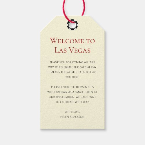 Black And Cream Welcome to Las Vegas Wedding Gift Tags