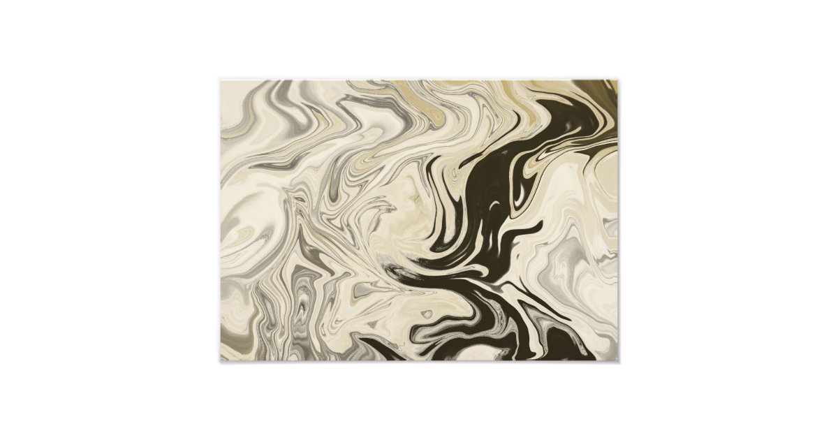 Black and Cream White Abstract Art Print Zazzle
