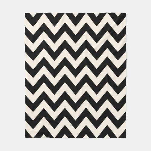 Black And Cream White Chevron Zigzag Herringbone Fleece Blanket