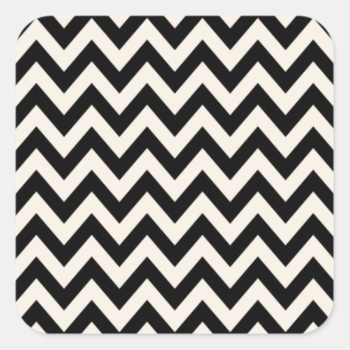 Black And Cream White Chevron Zigzag Herringbone Square Sticker