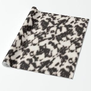 Black and Cream White Faux Animal Fur Wrapping Paper