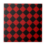 Black and crimson red diamond checker pattern ceramic tile<br><div class="desc">Bold contrasting red and black harlequin inspired pattern making a stylish fancy ceramic tile. You can add text and personalize it more pushing CUSTOMIZE IT button.</div>