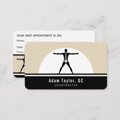 Black and Custom Beige Vitruvian Man Chiropractor Business Card