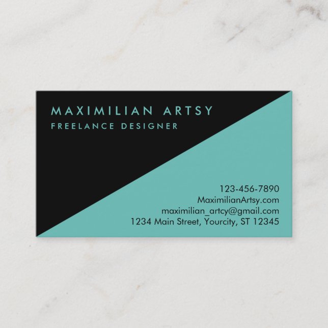 Black And Custom Color Avant-garde Business Card (Front)