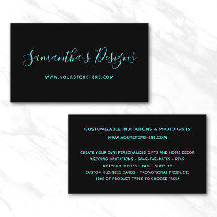 Black and Cyan Blue Online Store Business Card