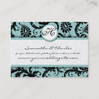 Black and  Damask Floral  with Coral Trim Business Card
