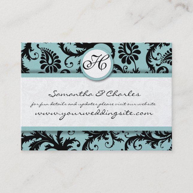 Black and  Damask Floral  with Coral Trim Business Card (Front)