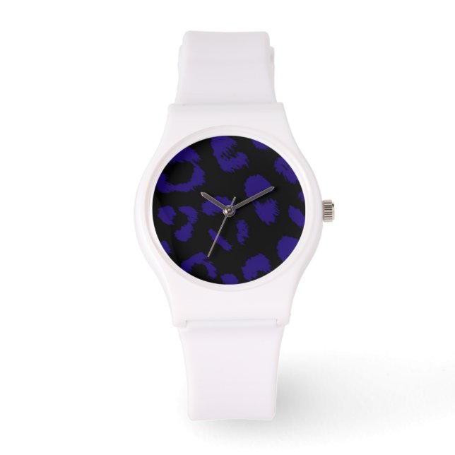 Black and Dark Blue Leopard Spots Watch (Front)