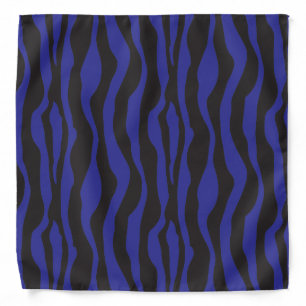 Black and Dark Blue Zebra Striped Design Bandana