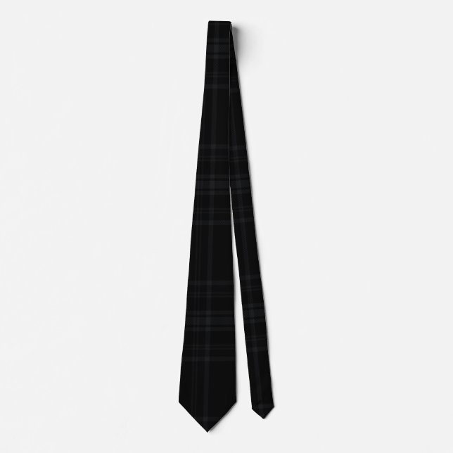 Black and Dark Charcoal Tartan Pattern Neck Tie (Front)