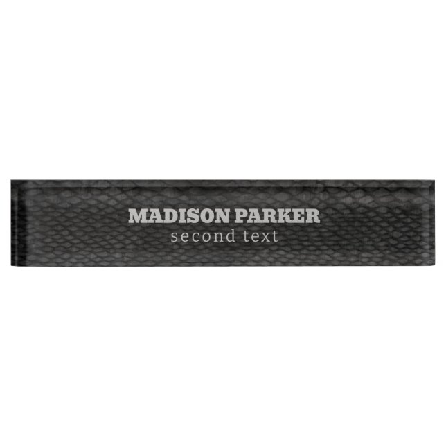 Black and Dark Gray Snakeskin Print    Desk Name Plate (Front)
