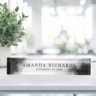 Black and dark gray watercolor desk name plate