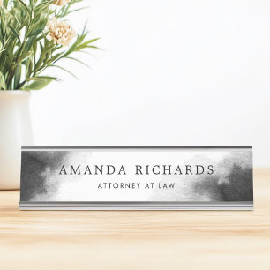 Black and dark gray watercolor desk name plate