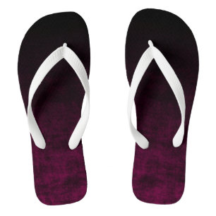 Black and Dark Magenta Gradient Texture Flip Flops