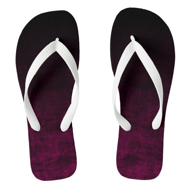 Black and Dark Magenta Gradient Texture Flip Flops (Footbed)