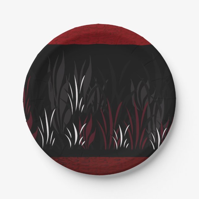 Black and Dark Marron paper plates- Design 2 Plates (Front)