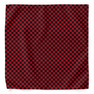 Black and Dark Red Checkered Pattern Bandana