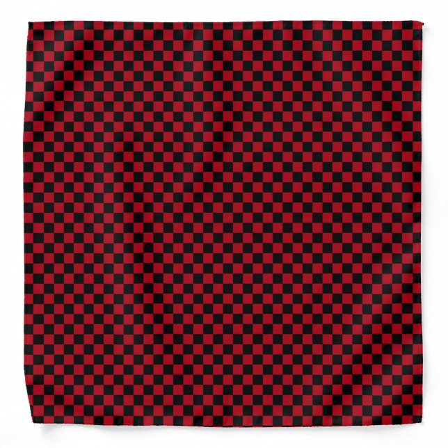 Black and Dark Red Checkered Pattern Bandana (Front)