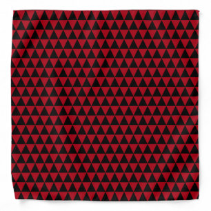 Black and Dark Red Geometric Triangles Bandana