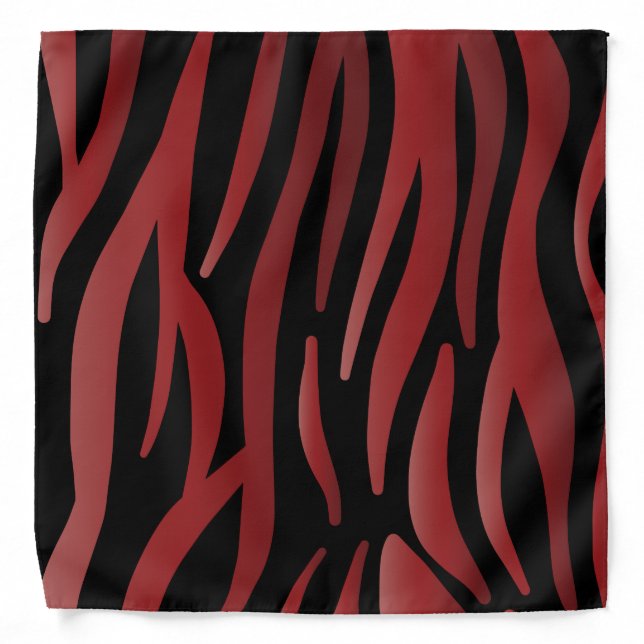 Black and Dark Red Zebra Stripes Bandana (Front)