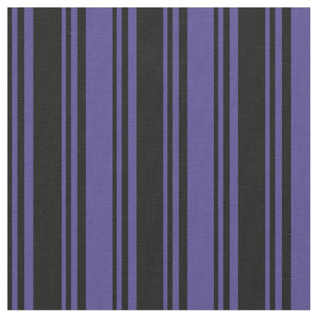 Black and Dark Slate Blue Lines Fabric (Close Up)