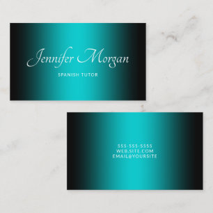 Black and Dark Turquoise Elegant Ombre Business Card
