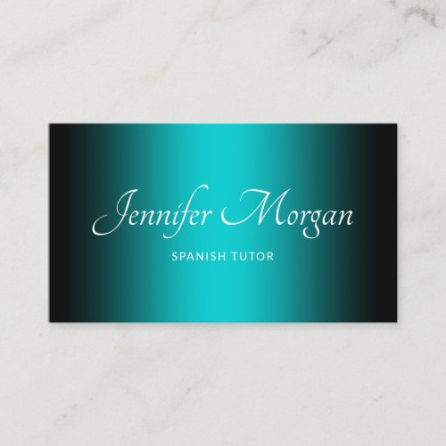 Black and Dark Turquoise Elegant Ombre Business Card