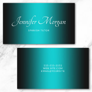 Black and Dark Turquoise Elegant Ombre Business Card