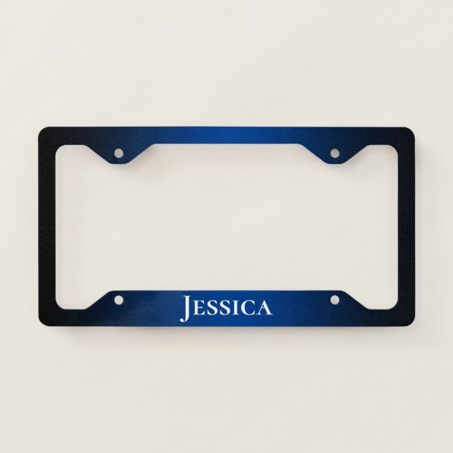 Black and Deep Blue Gradient License Plate Frame (Front)