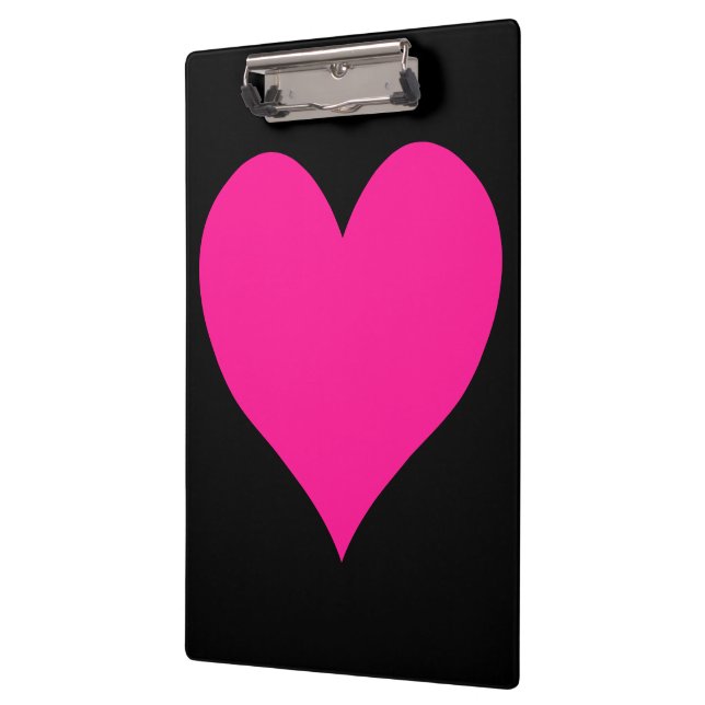 Black and Deep Pink Heart Shape Clipboard (Left)
