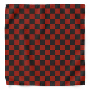 Black and Deep red checkerboard pattern Bandana
