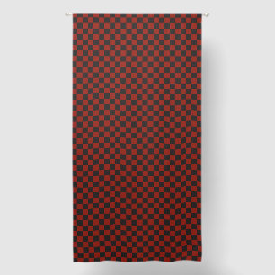 Black and Deep red checkerboard pattern Blackout Curtains