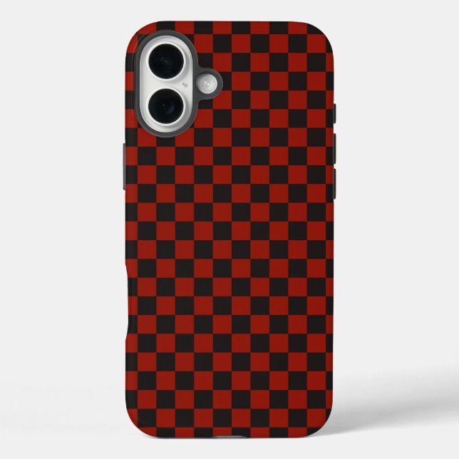 Black and Deep red checkerboard pattern Case-Mate iPhone Case (Back)