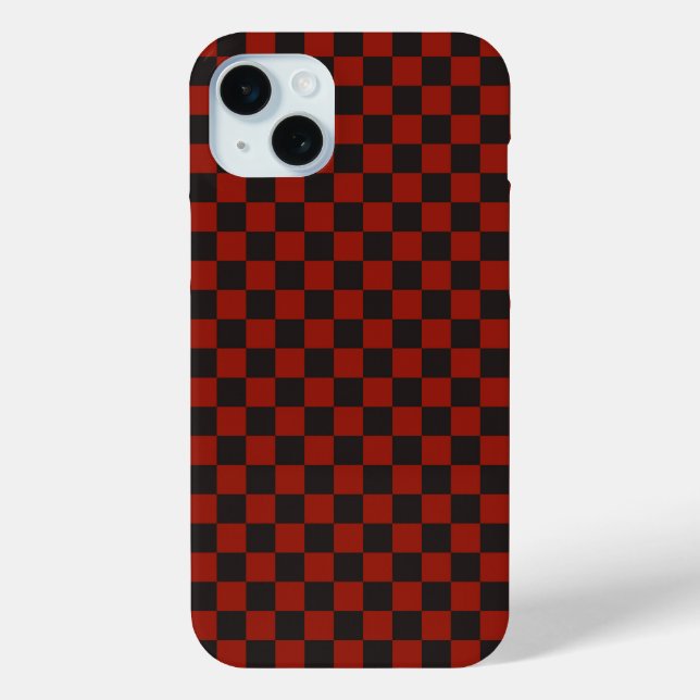 Black and Deep red checkerboard pattern Case-Mate iPhone Case (Back)