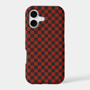 Black and Deep red checkerboard pattern iPhone 17 Case