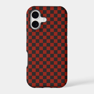 Black and Deep red checkerboard pattern iPhone 17 Case