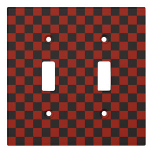 Black and Deep red checkerboard pattern Light Switch Cover
