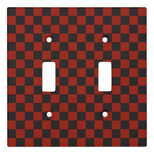Black and Deep red checkerboard pattern Light Switch Cover (Front)