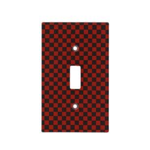 Black and Deep red checkerboard pattern Light Switch Cover