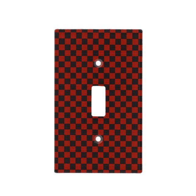 Black and Deep red checkerboard pattern Light Switch Cover (Front)